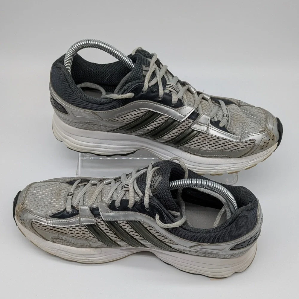 Adidas Mens Running Shoes Size 10 Gray Silver Black Athletic Sneakers